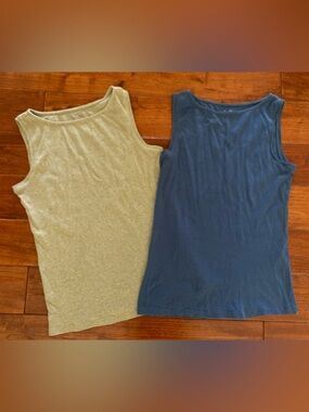 Chico's Sleeveless Cotton Top Lot Size Small (0) 4/6 Tank Blue Khaki Heathered